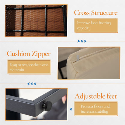 Set da giardino Zenova da 3 pezzi, tavolo e sedie in vimini, set da 2, mobili da balcone in rattan resistenti alle intemperie