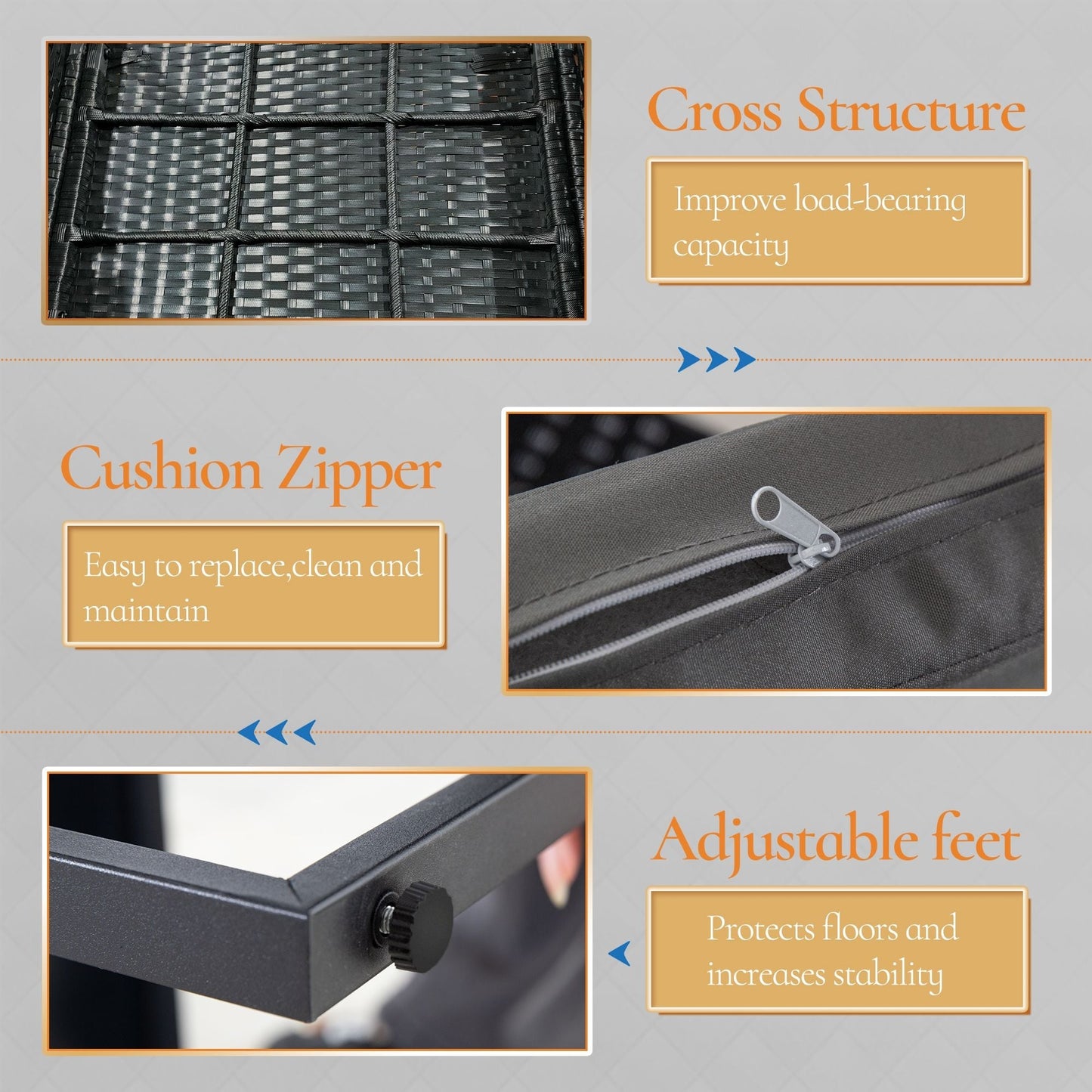 Set da giardino Zenova da 3 pezzi, tavolo e sedie in vimini, set da 2, mobili da balcone in rattan resistenti alle intemperie