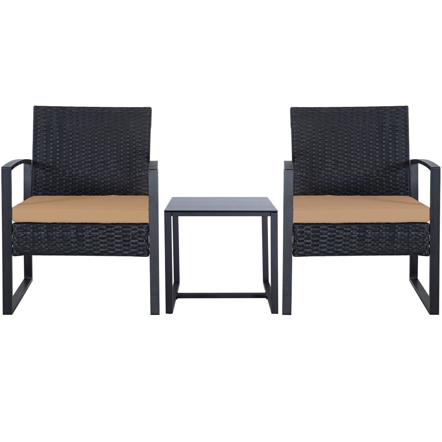 Set da giardino Zenova da 3 pezzi, tavolo e sedie in vimini, set da 2, mobili da balcone in rattan resistenti alle intemperie