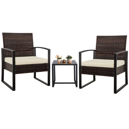 Set da giardino Zenova da 3 pezzi, tavolo e sedie in vimini, set da 2, mobili da balcone in rattan resistenti alle intemperie