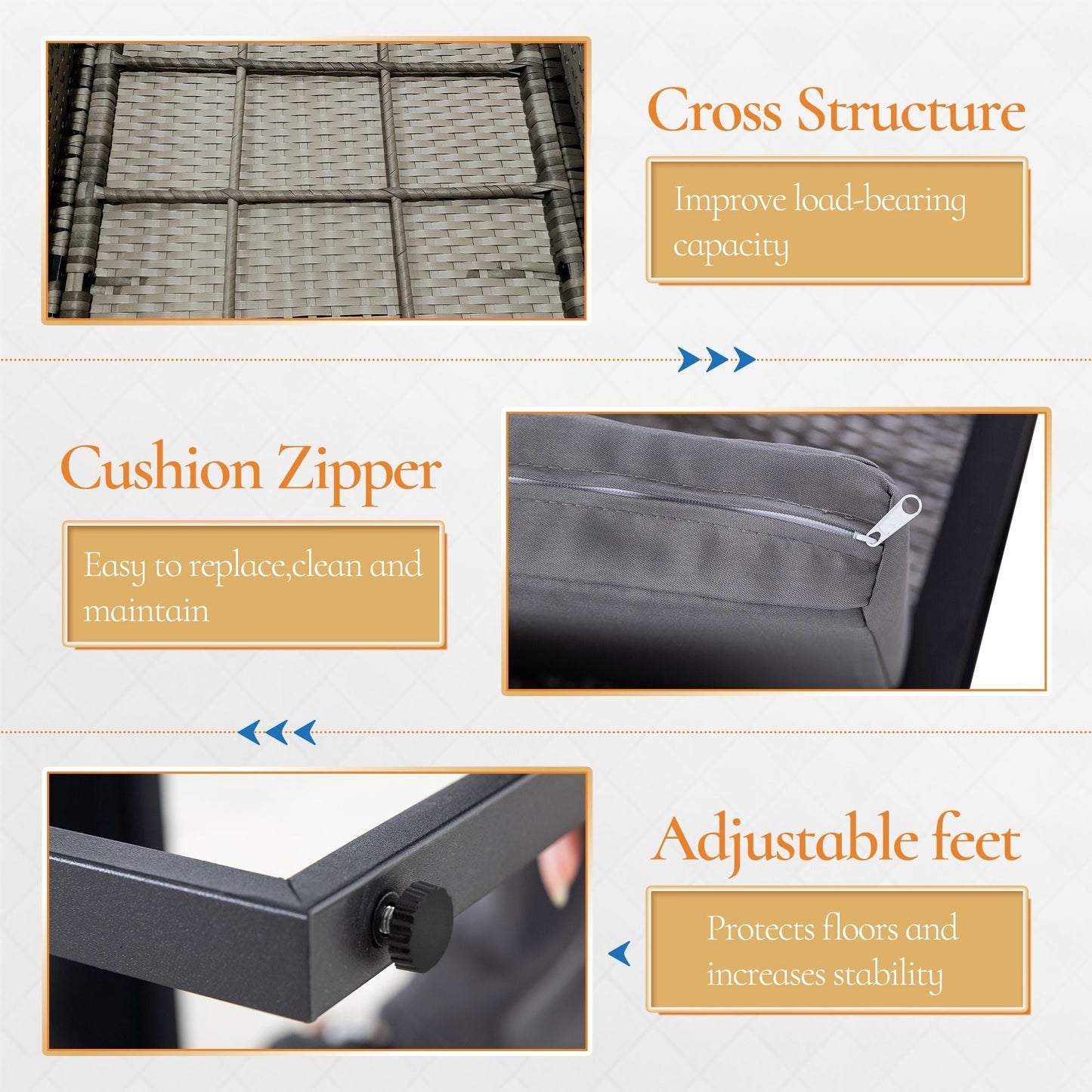 Set da giardino Zenova da 3 pezzi, tavolo e sedie in vimini, set da 2, mobili da balcone in rattan resistenti alle intemperie