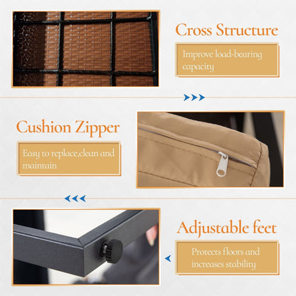 Set da giardino Zenova da 3 pezzi, tavolo e sedie in vimini, set da 2, mobili da balcone in rattan resistenti alle intemperie