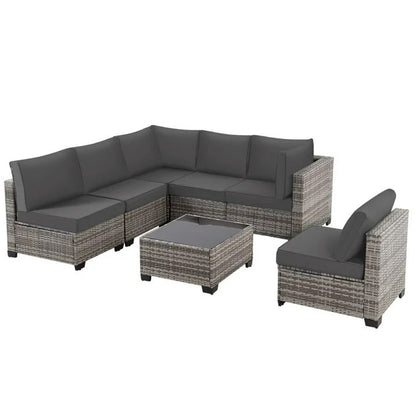 Set da conversazione per patio Zenova, sedie in vimini e rattan, set di divani, mobili da giardino