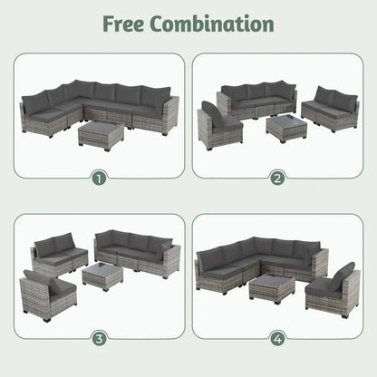 Set da conversazione per patio Zenova, sedie in vimini e rattan, set di divani, mobili da giardino