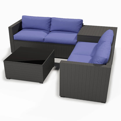 Set da conversazione per patio Zenova, sedie in vimini e rattan, set di divani, mobili da giardino