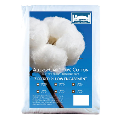 AllergyCare, 100% cotone, con cerniera, copricuscino, traspirante, con barriera antiallergica