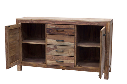 Credenza 4 cassetti e 2 sportelli in legno naturale