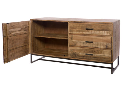 Credenza 3 cassetti e 1 sportello in legno e metallo