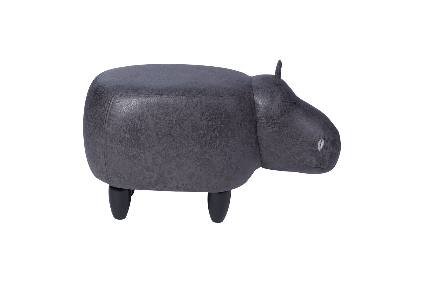 Pouf imbottito in fintapelle e legno - ippopotamo