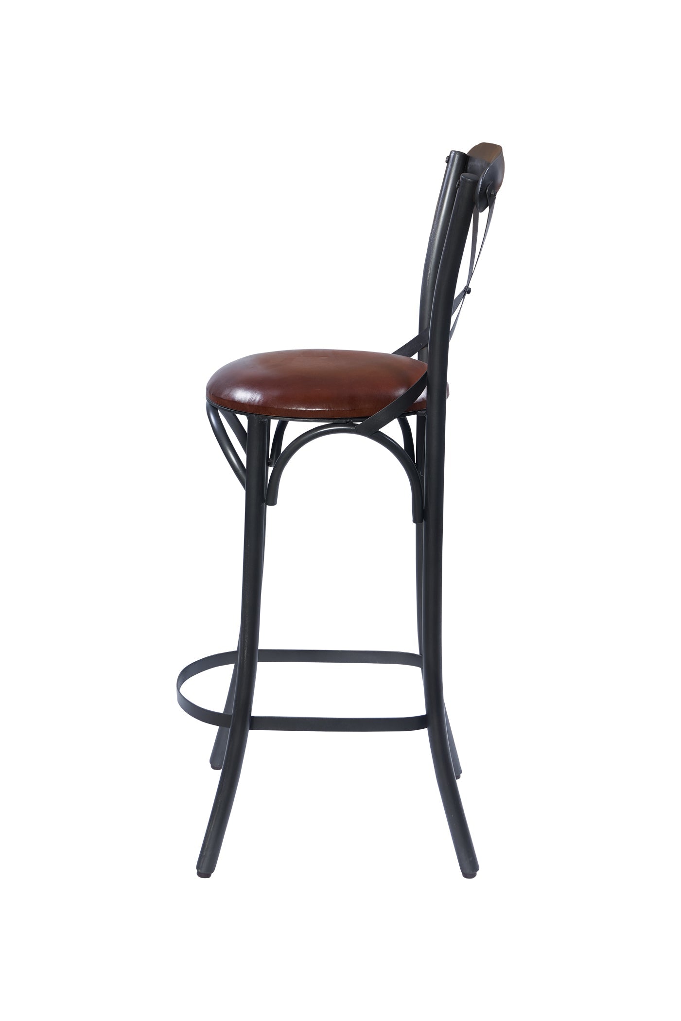 Manhattan-sgabello alto incrocio metallo seduta imbottita pelle