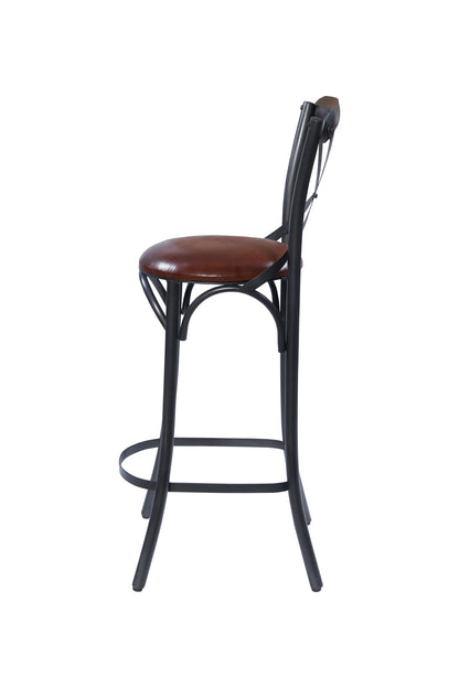 Manhattan-sgabello alto incrocio metallo seduta imbottita pelle