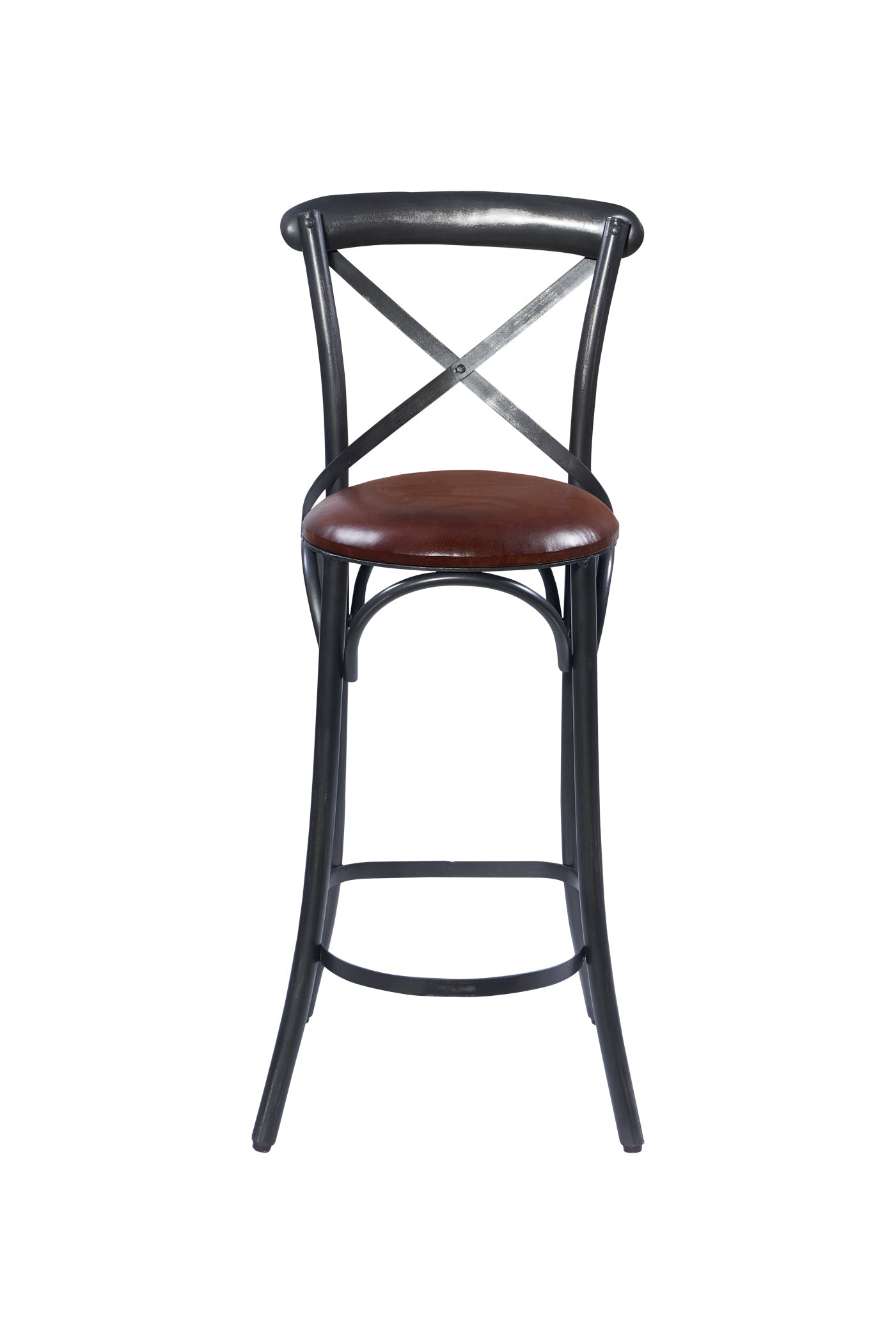Manhattan-sgabello alto incrocio metallo seduta imbottita pelle