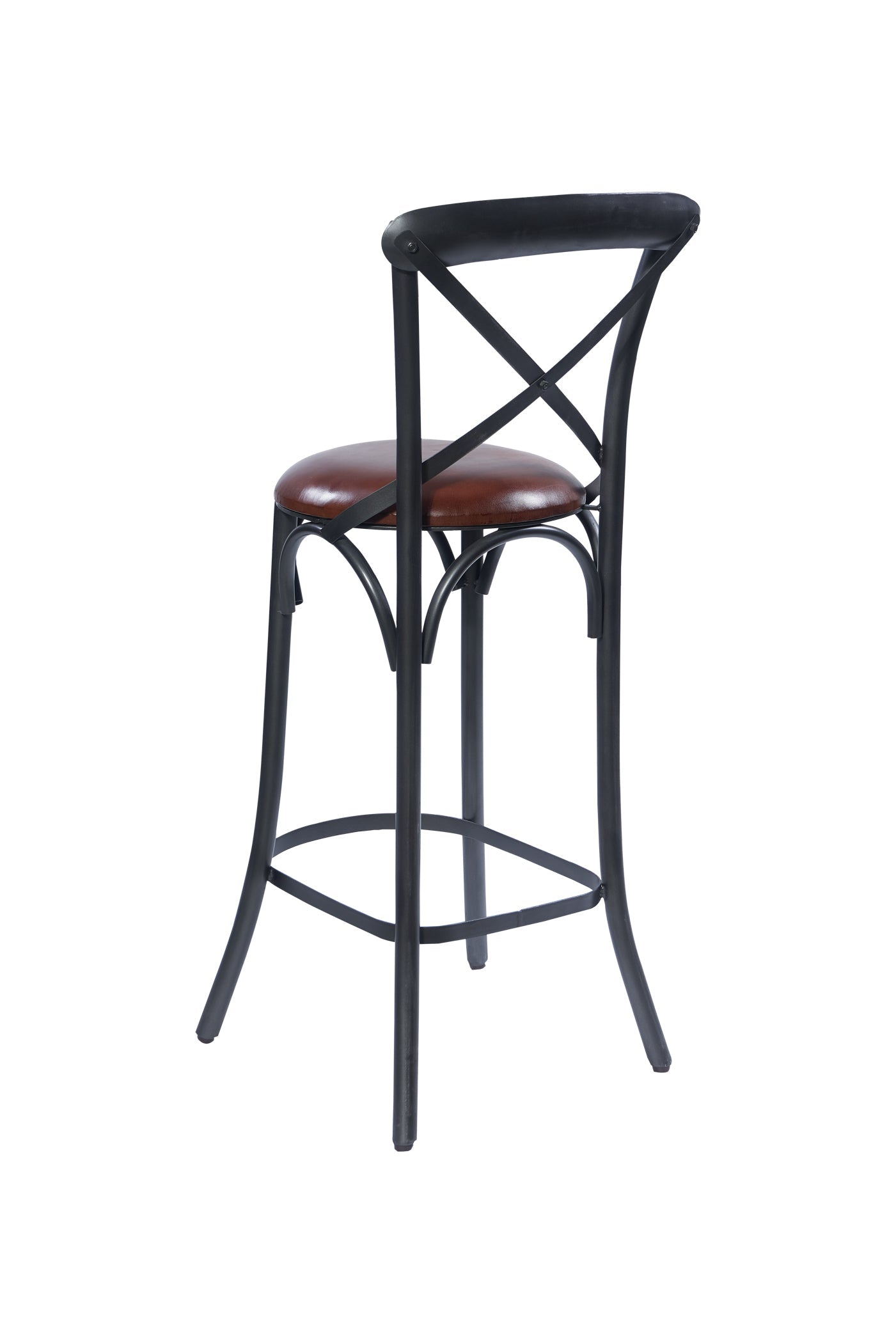 Manhattan-sgabello alto incrocio metallo seduta imbottita pelle