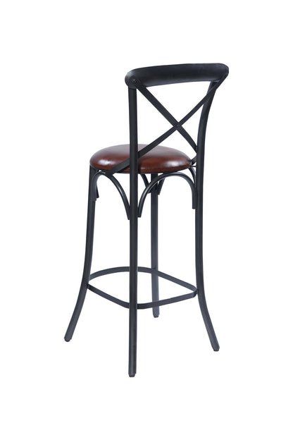 Manhattan-sgabello alto incrocio metallo seduta imbottita pelle