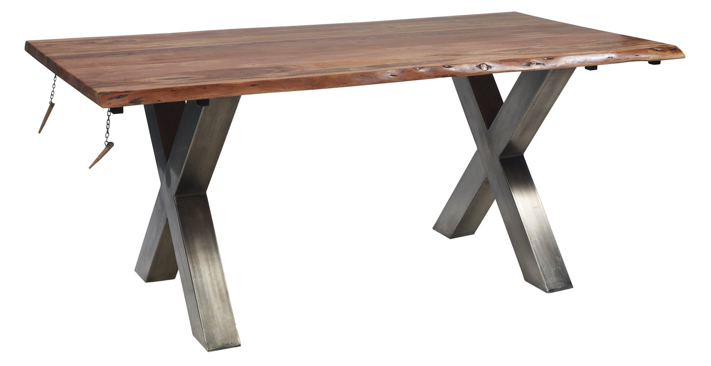 Toto - Tavolo Pranzo In In Legno E Metallo Prolunghe Estraibili