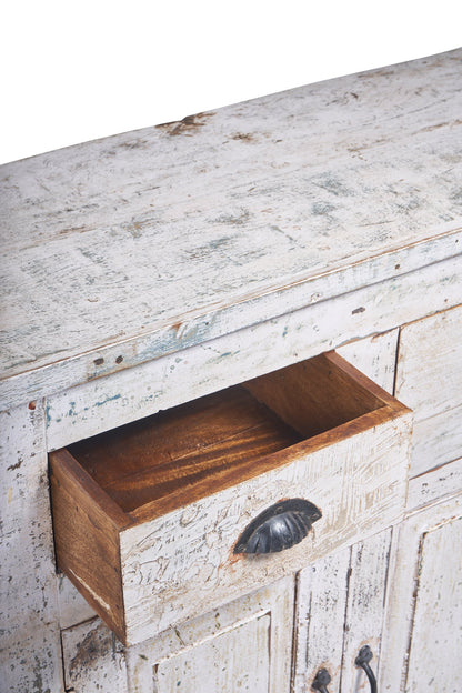 Credenza piccola 2 sportelli in legno sbiancato