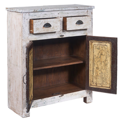 Credenza piccola 2 sportelli in legno sbiancato