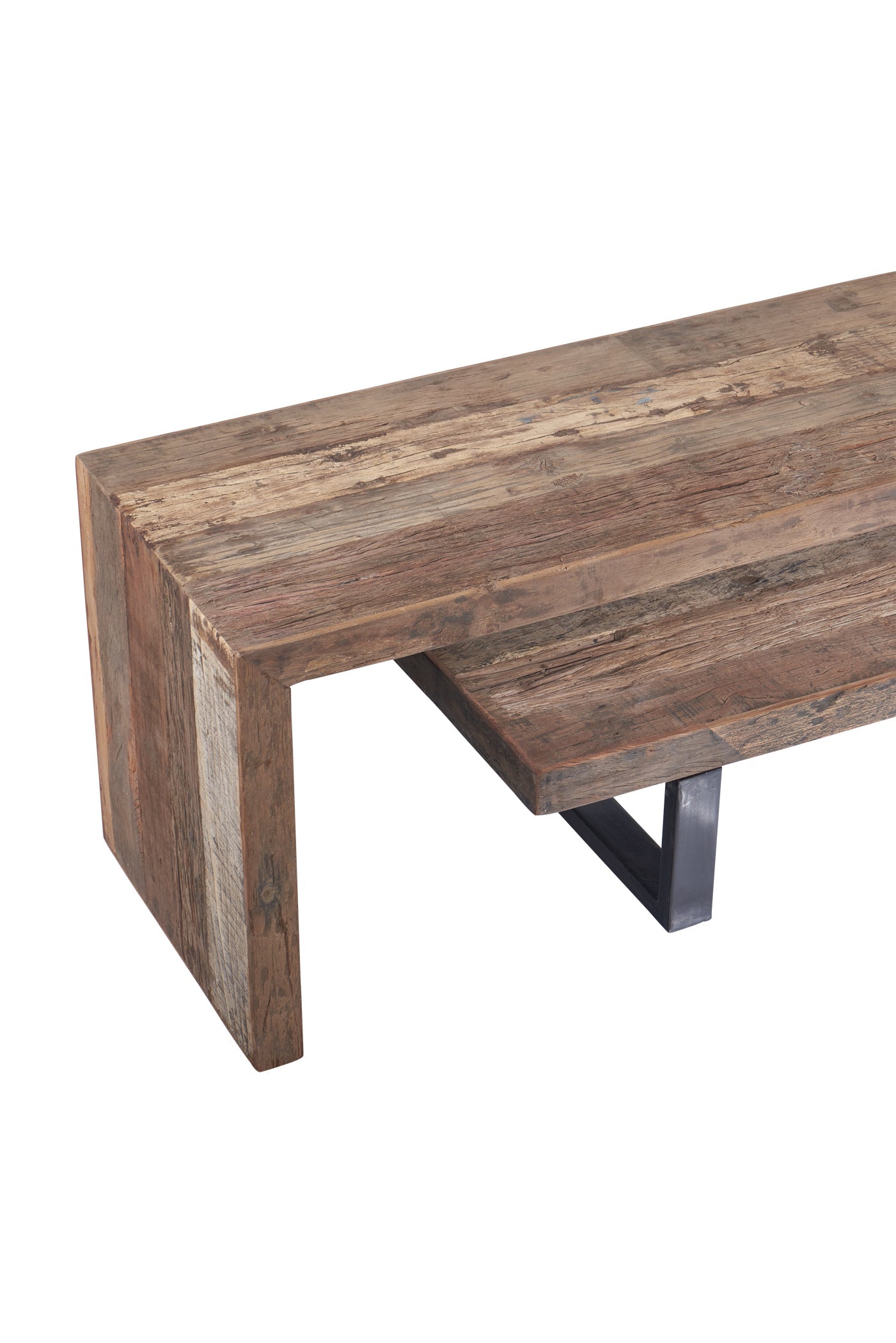 Porta tv componibile in legno di recupero e metallo