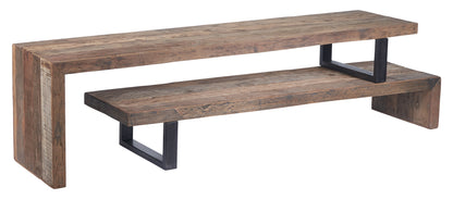 Porta tv componibile in legno di recupero e metallo