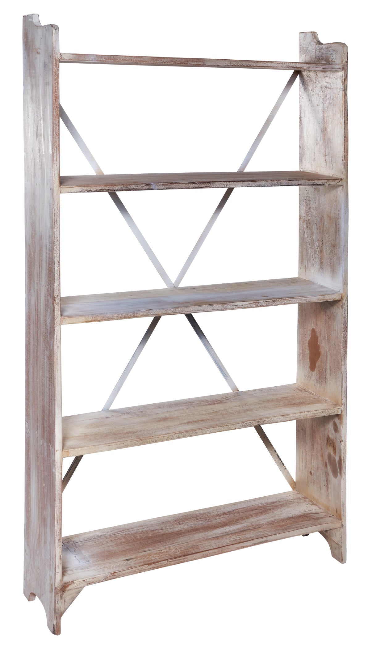 Libreria 5 ripiani in legno sbiancato