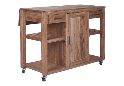 Credenza postazione lavoro piano ampliabile e ruote in legno