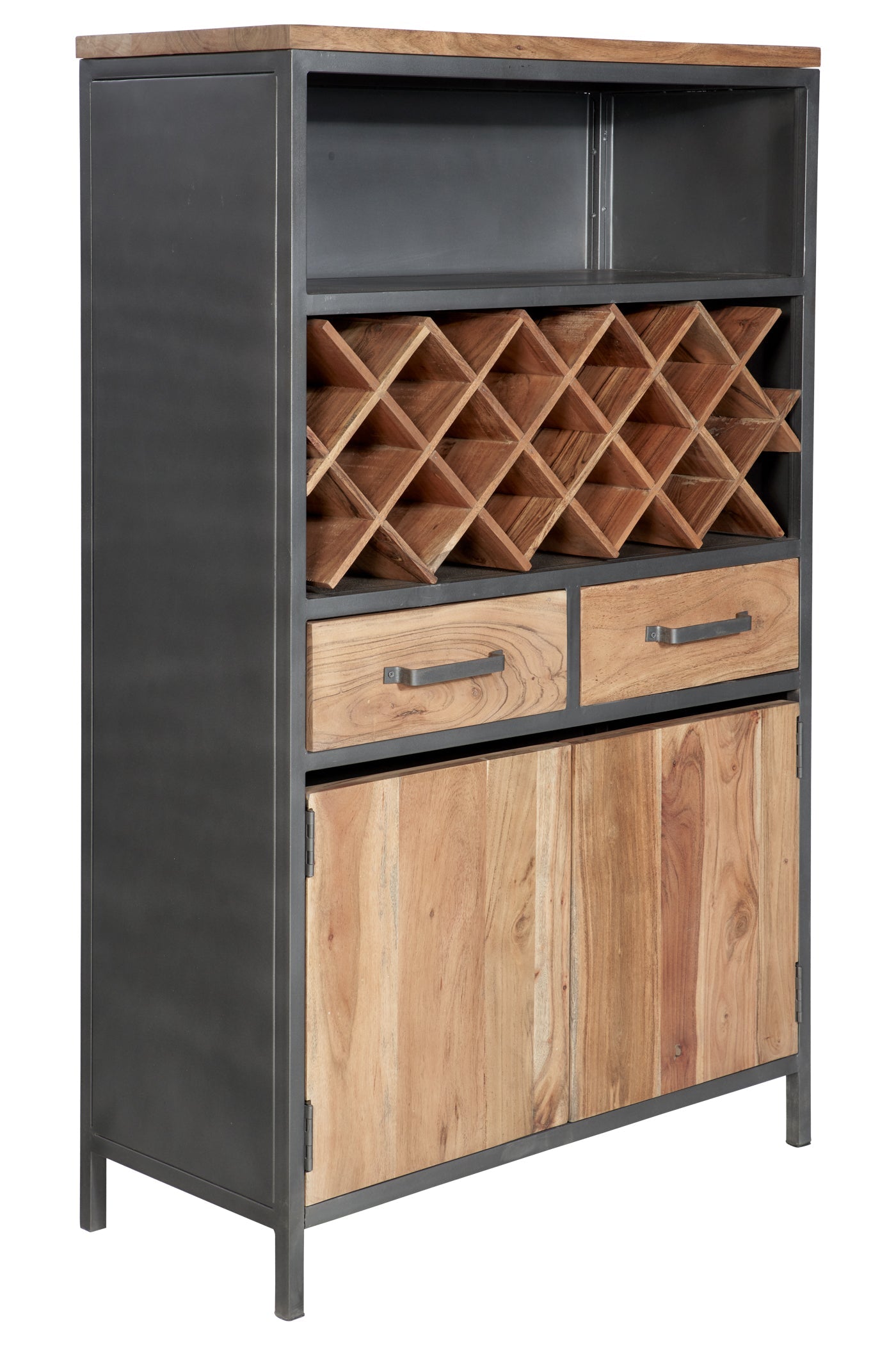 Credenza alta portabottiglie 2 cass 2 sport in legno e metallo