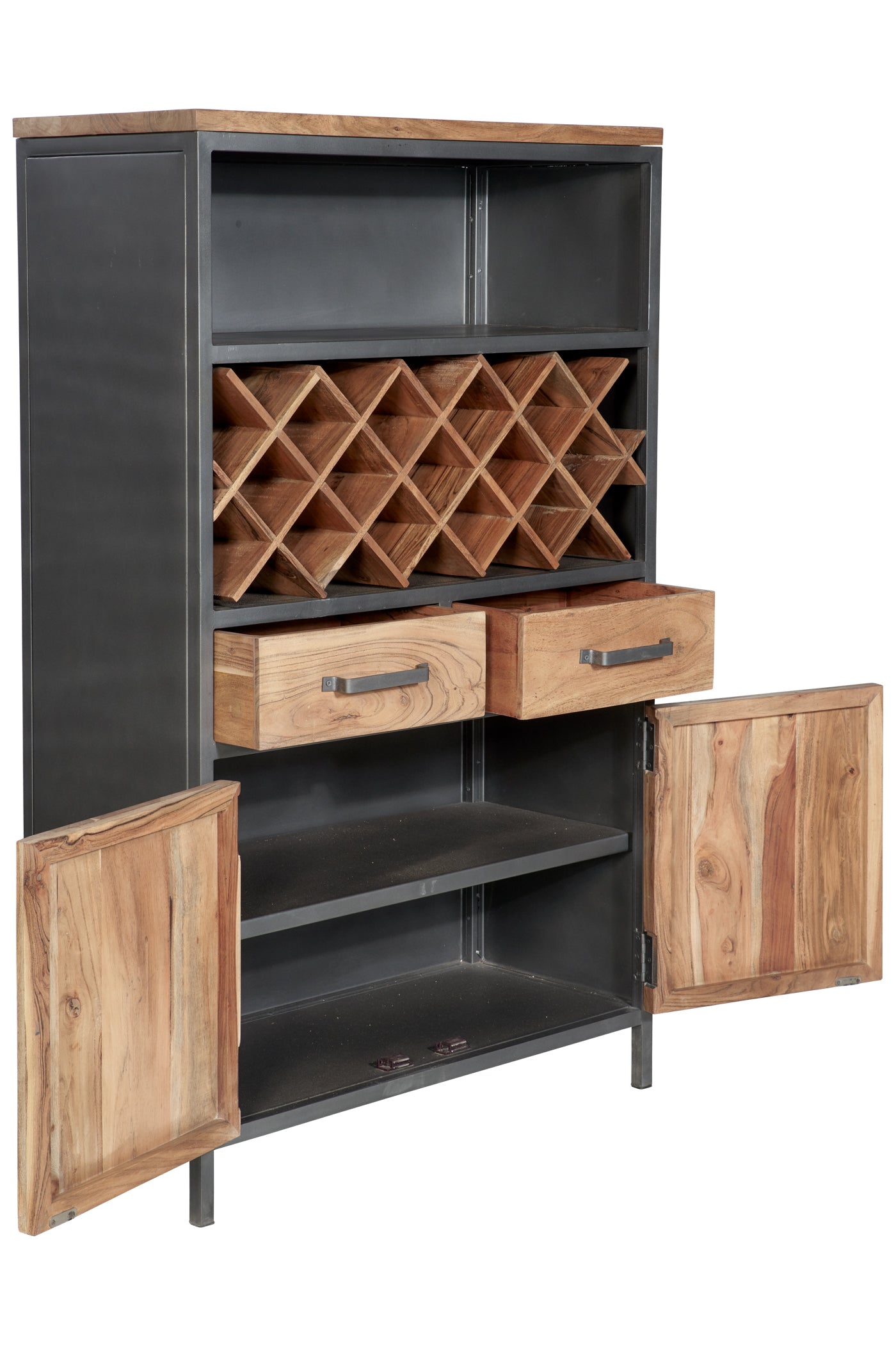 Credenza alta portabottiglie 2 cass 2 sport in legno e metallo