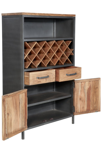 Credenza alta portabottiglie 2 cass 2 sport in legno e metallo