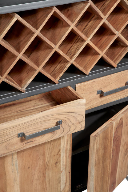 Credenza alta portabottiglie 2 cass 2 sport in legno e metallo