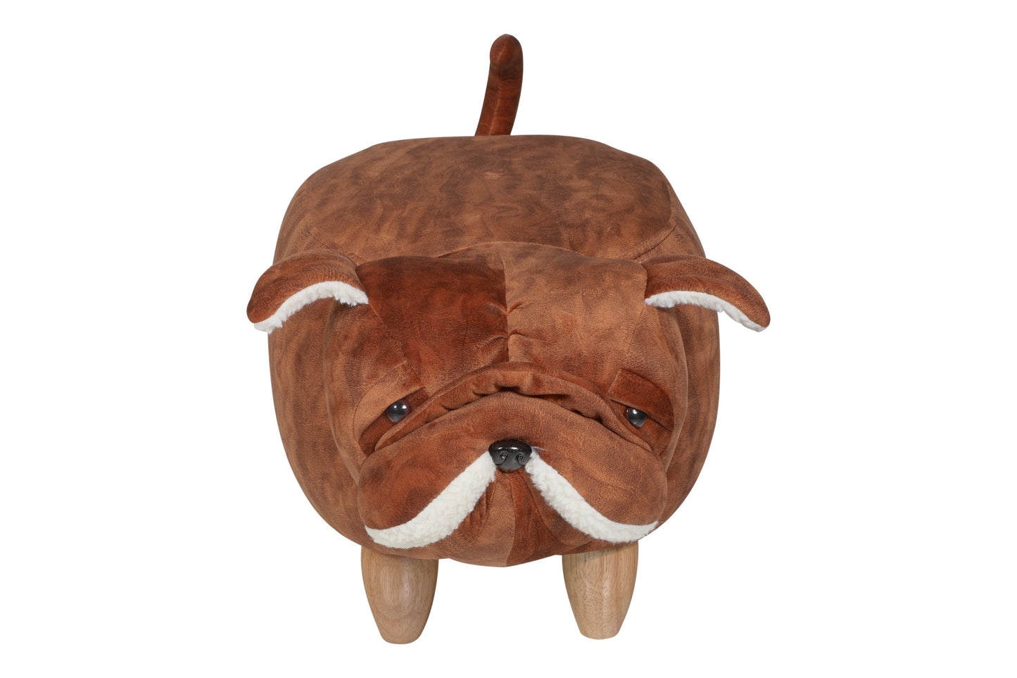 Pouf imbottito in alcantara e legno - buldog