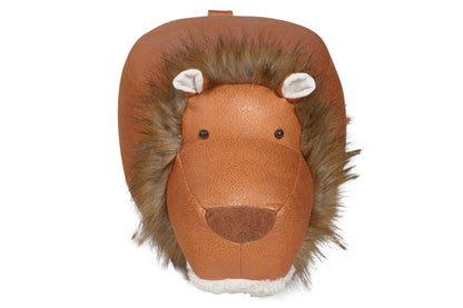 Pouf imbottito in fintapelle e legno - leone