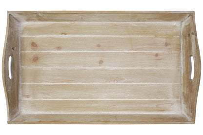 Vassoio rettangolare invito mano in legno naturale