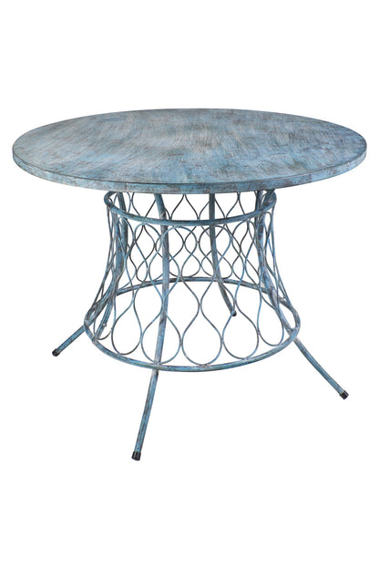 Iron Line - Tavolo Rotondo da Esterno in Ferro Blu