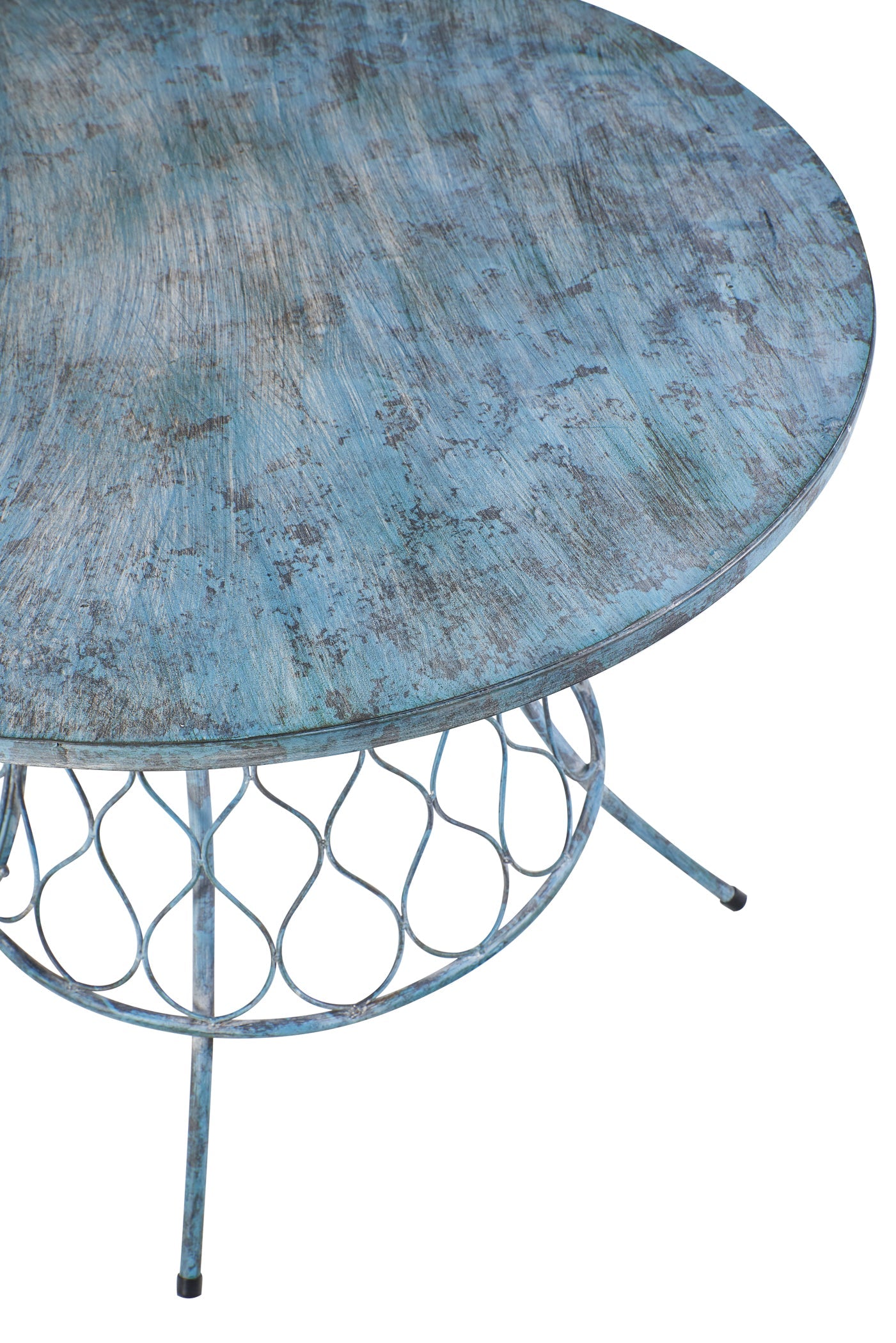 Iron Line - Tavolo Rotondo da Esterno in Ferro Blu