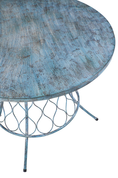 Iron Line - Tavolo Rotondo da Esterno in Ferro Blu