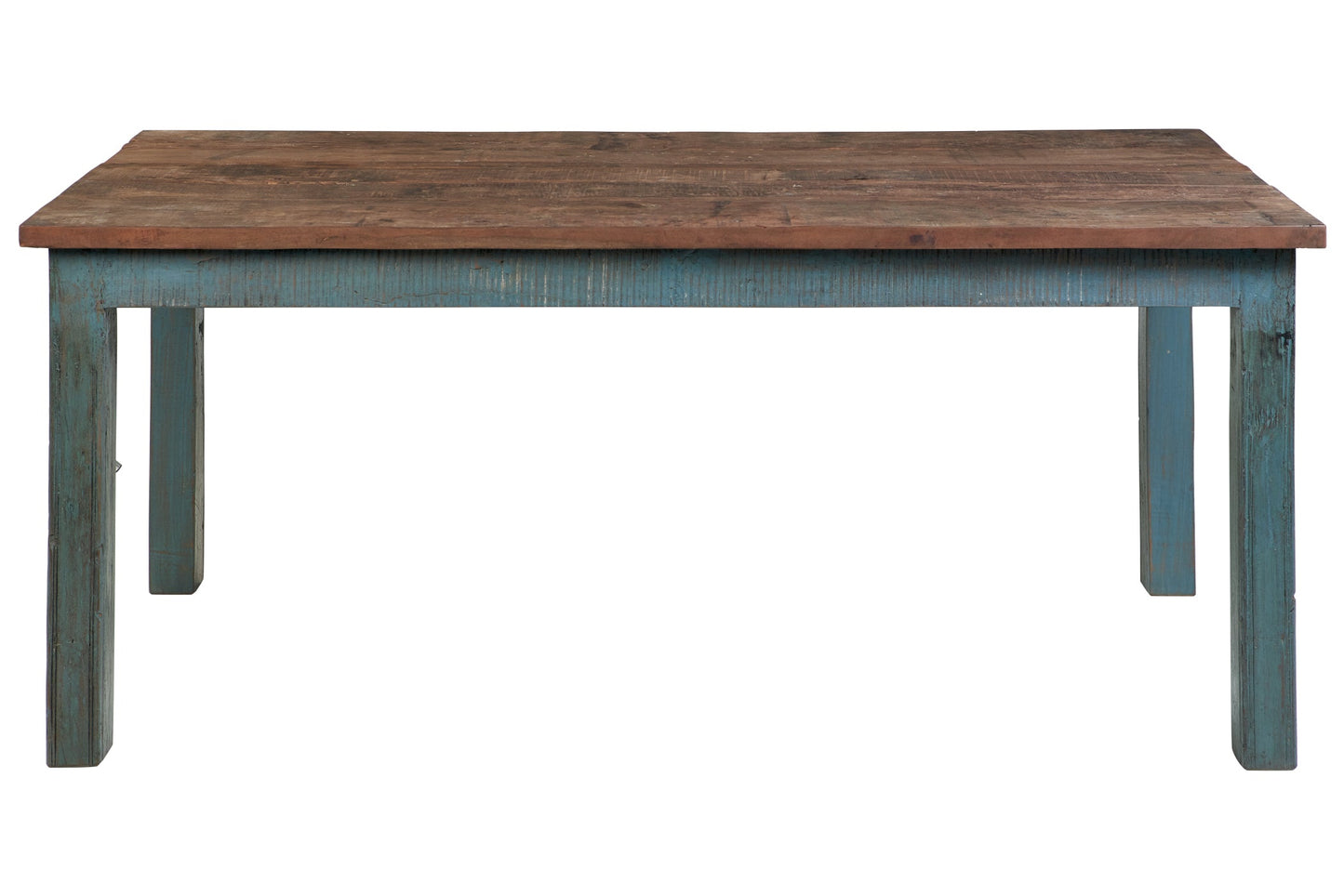 Tavolo legno riciclato naturale gambe smontabili colore azzurro