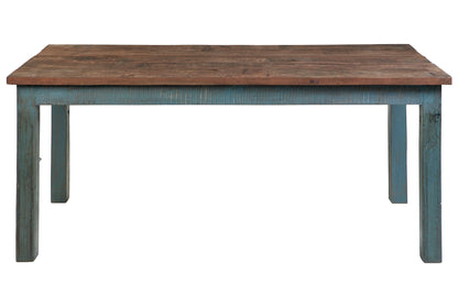 Tavolo legno riciclato naturale gambe smontabili colore azzurro