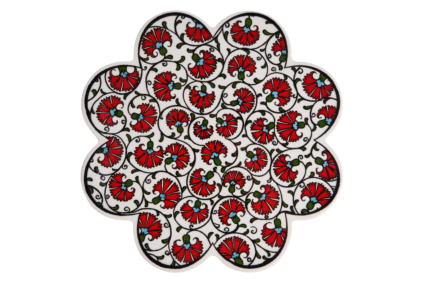 Sottopentola smerlato decoro a mano in ceramica