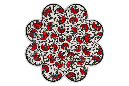 Sottopentola smerlato decoro a mano in ceramica