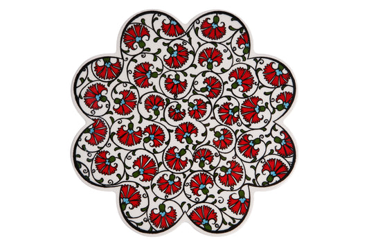 Sottopentola smerlato decoro a mano in ceramica