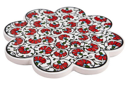 Sottopentola smerlato decoro a mano in ceramica