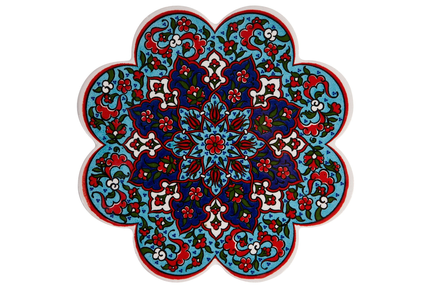 Sottopentola smerlato decoro a mano in ceramca