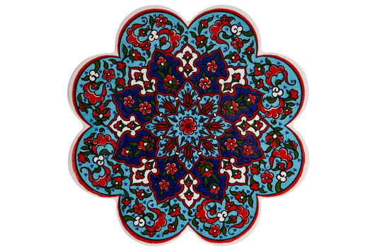 Sottopentola smerlato decoro a mano in ceramca