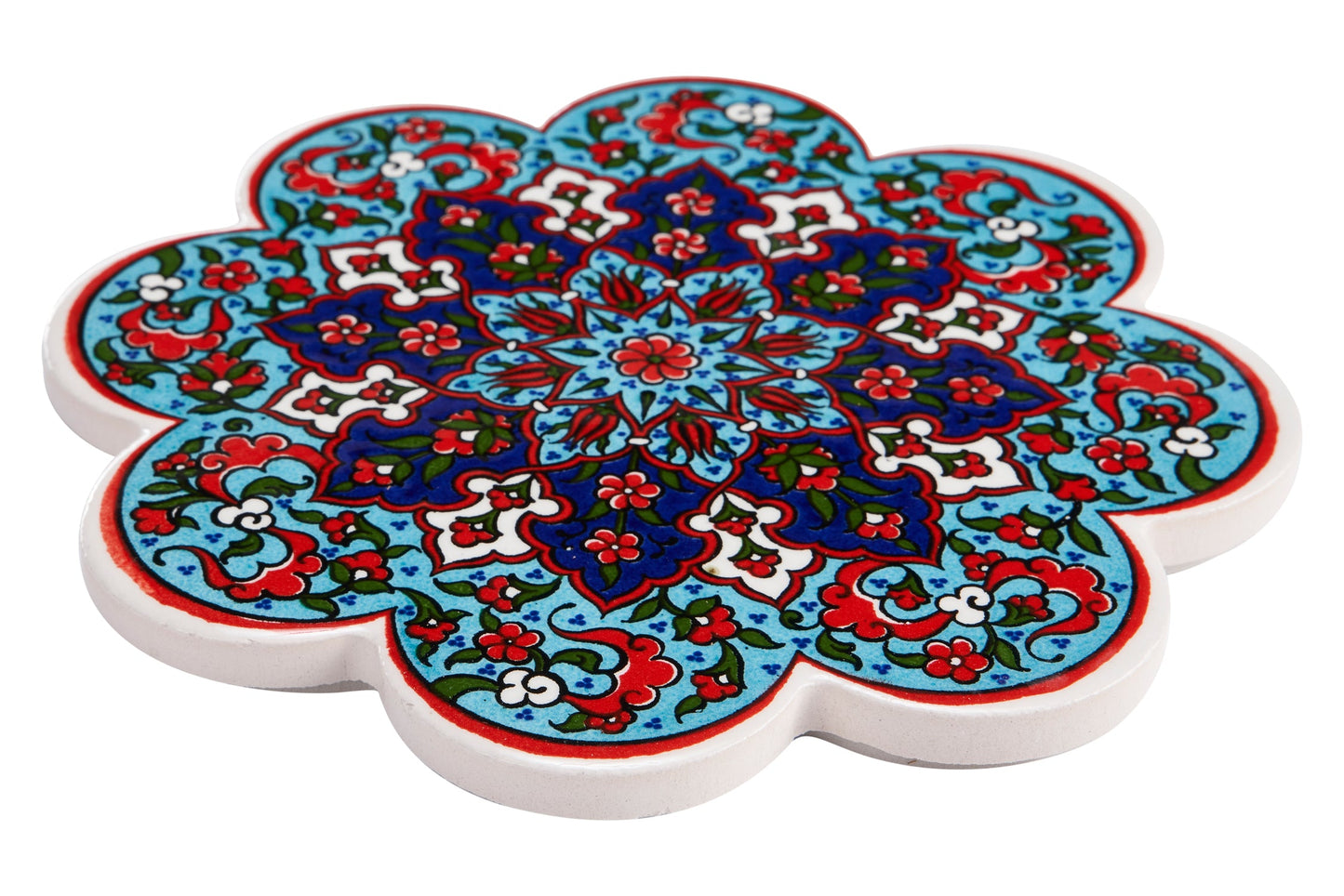 Sottopentola smerlato decoro a mano in ceramca