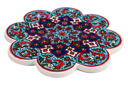 Sottopentola smerlato decoro a mano in ceramca