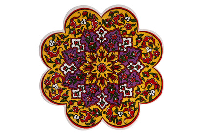 Sottopentola smerlato decorato a mano in ceramica