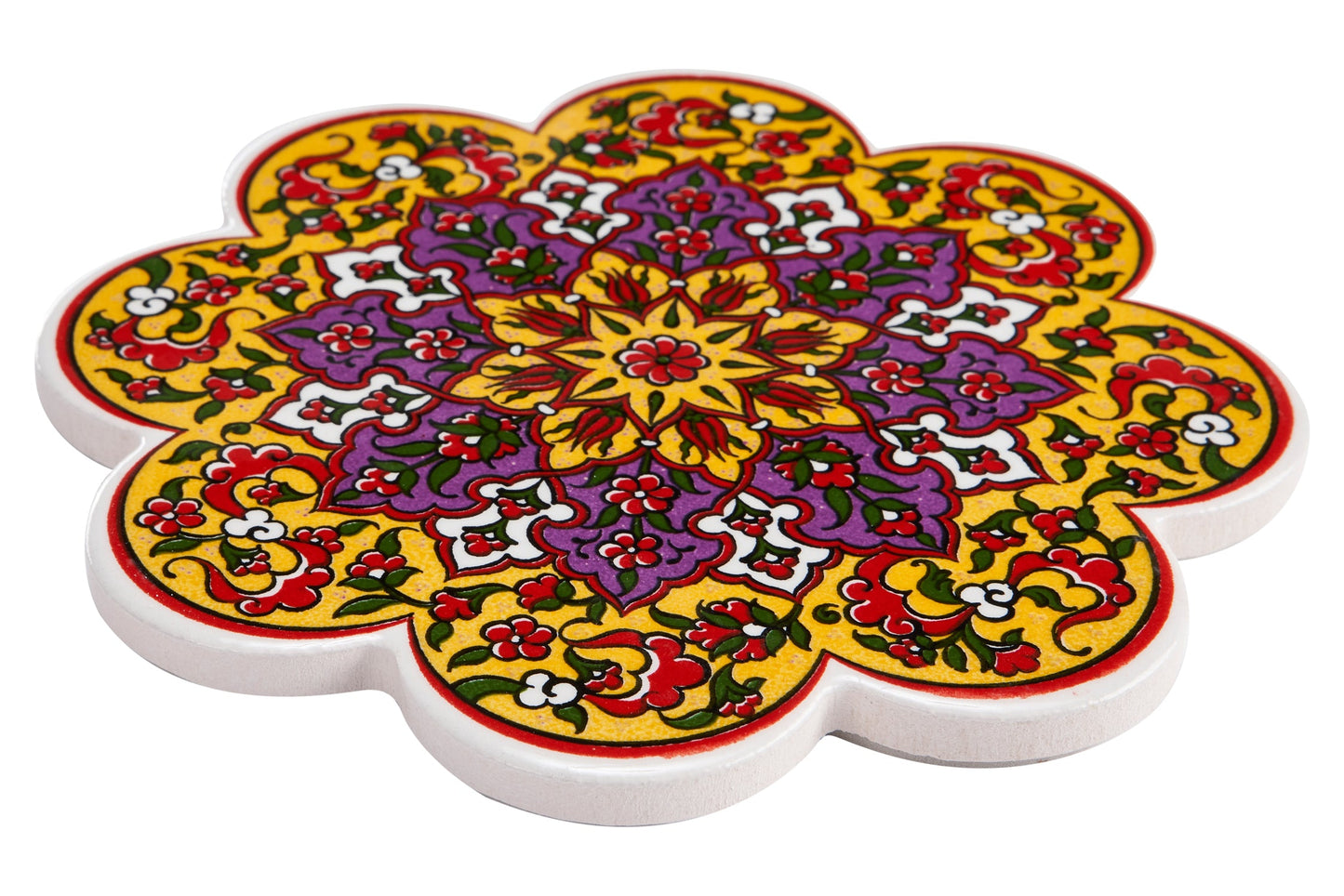 Sottopentola smerlato decorato a mano in ceramica