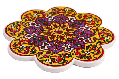 Sottopentola smerlato decorato a mano in ceramica