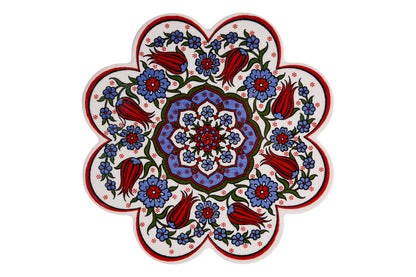 Sottopentola smerlato decorato a mano in ceramica