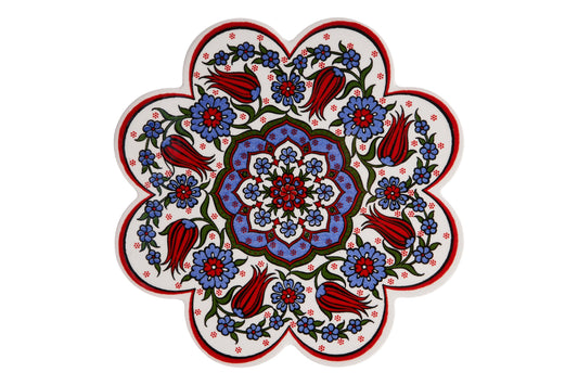 Sottopentola smerlato decorato a mano in ceramica